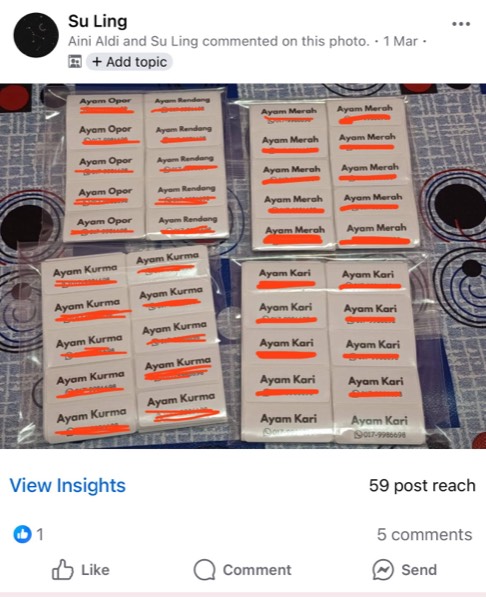 Order sebenar pelajar Sticker Singgit