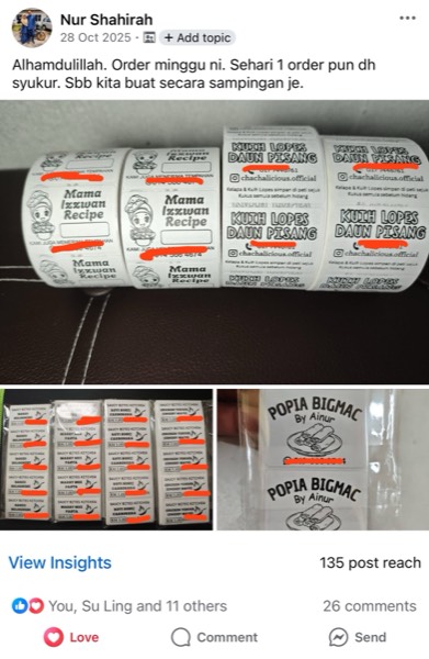 Order sebenar pelajar Sticker Singgit