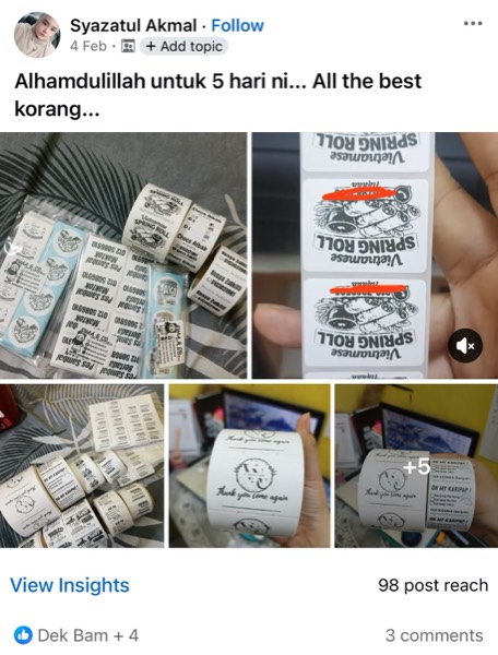 Order sebenar pelajar Sticker Singgit