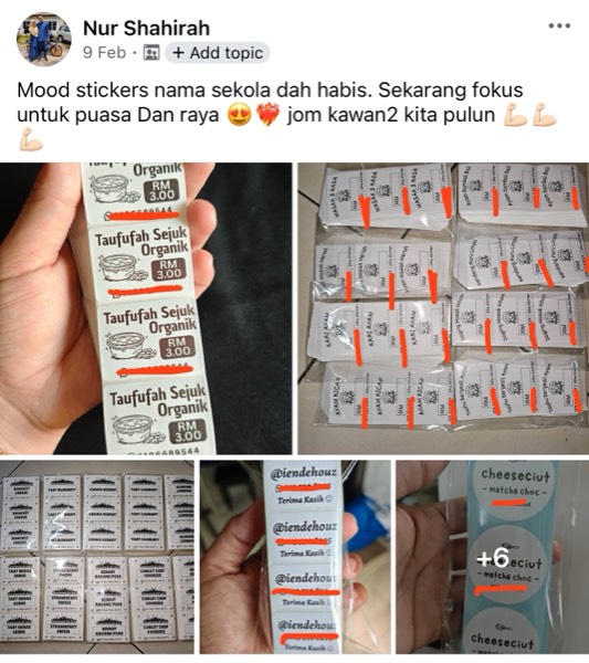 Order sebenar pelajar Sticker Singgit