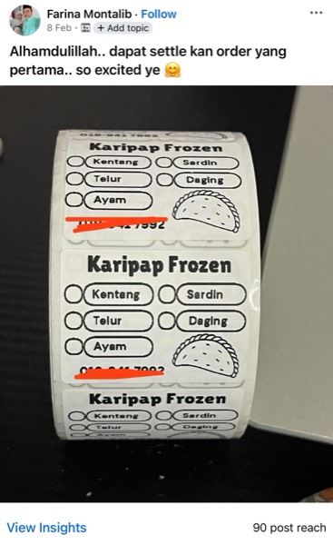 Order sebenar pelajar Sticker Singgit