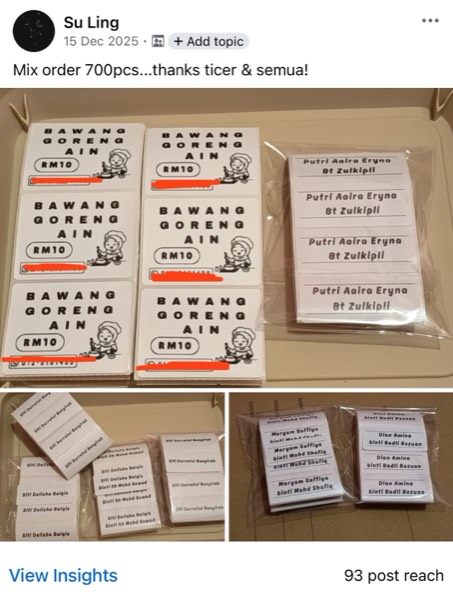 Order sebenar pelajar Sticker Singgit