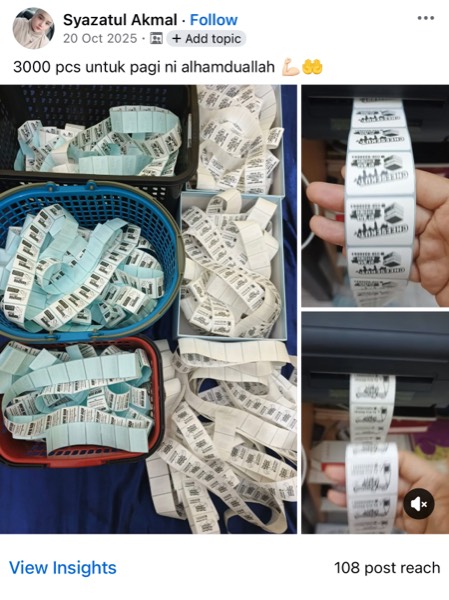 Order sebenar pelajar Sticker Singgit