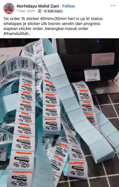 Order sebenar pelajar Sticker Singgit