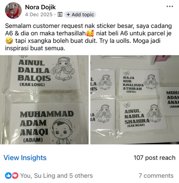 Order sebenar pelajar