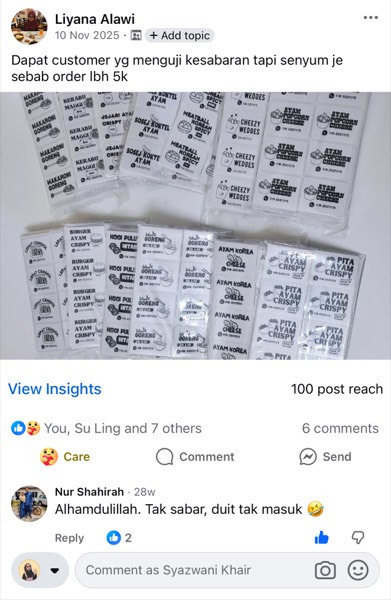 Order sebenar pelajar Sticker Singgit