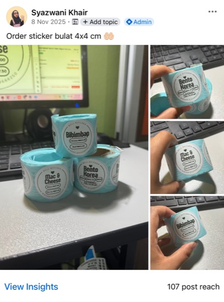 Order sebenar pelajar Sticker Singgit
