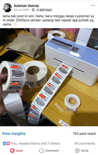 Order sebenar pelajar Sticker Singgit