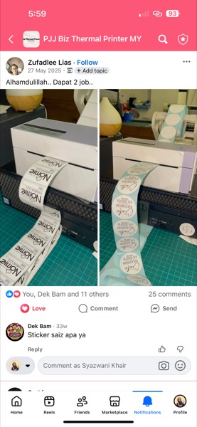 Order sebenar pelajar Sticker Singgit