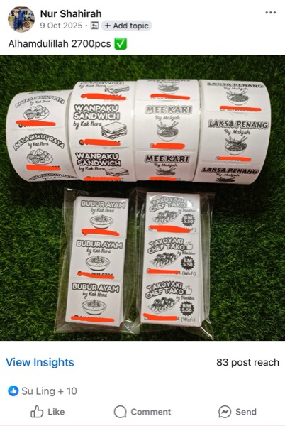 Order sebenar pelajar Sticker Singgit