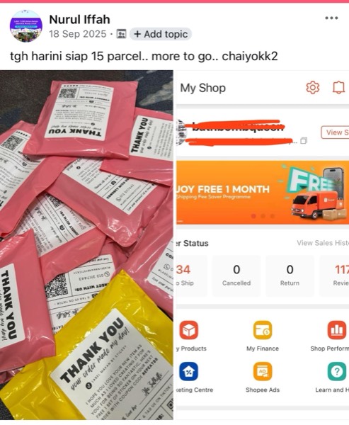 Order sebenar pelajar Sticker Singgit