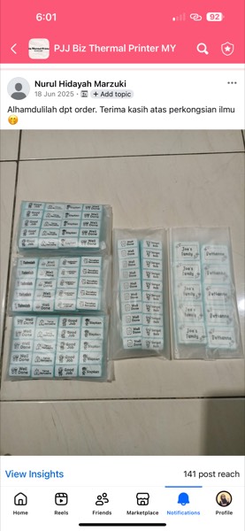 Order sebenar pelajar Sticker Singgit
