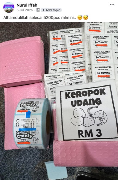 Order sebenar pelajar Sticker Singgit