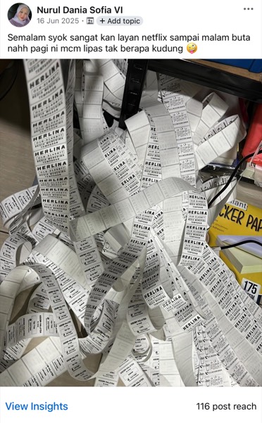 Order sebenar pelajar Sticker Singgit
