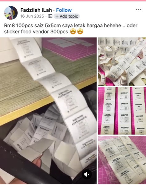 Order sebenar pelajar Sticker Singgit