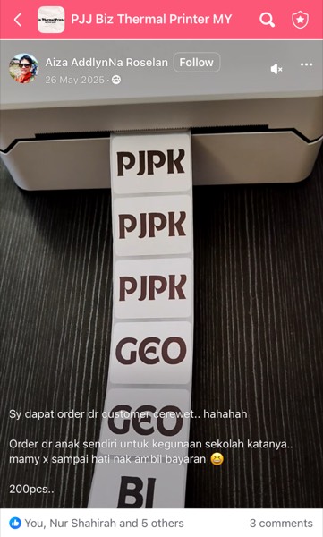Order sebenar pelajar Sticker Singgit