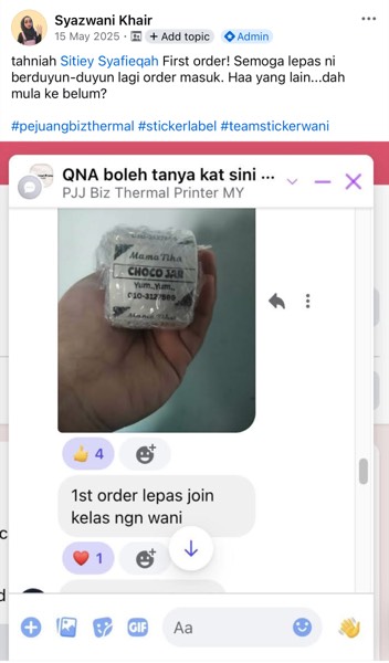Order sebenar pelajar Sticker Singgit