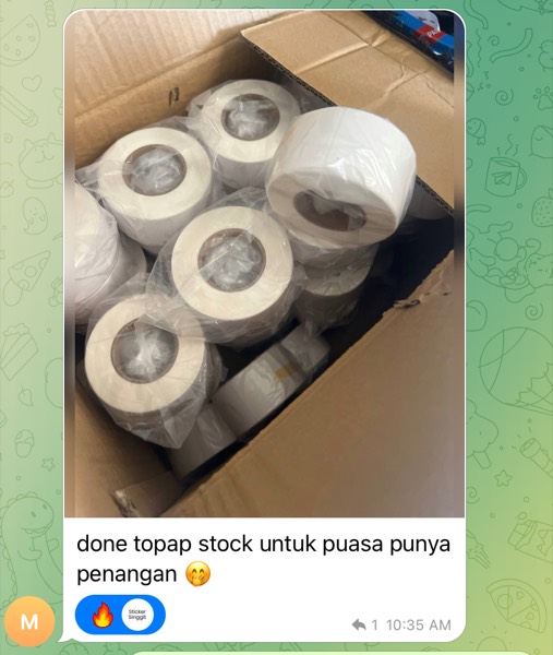 Order sebenar pelajar Sticker Singgit