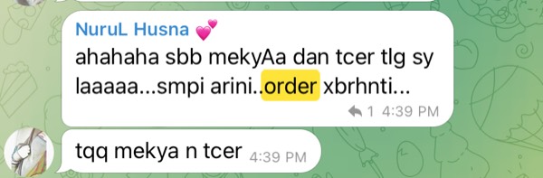 Order sebenar pelajar Sticker Singgit